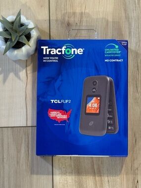 TracFone TCL Flip 2 8GB Black Prepaid Flip Phone T408DCKP NEW SEALED IN BOX